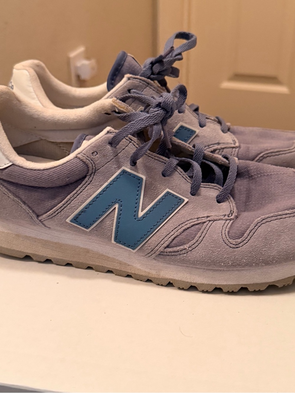 Rare New Balance women’s denim Suede Runner - Light Purple with Blue 'N'